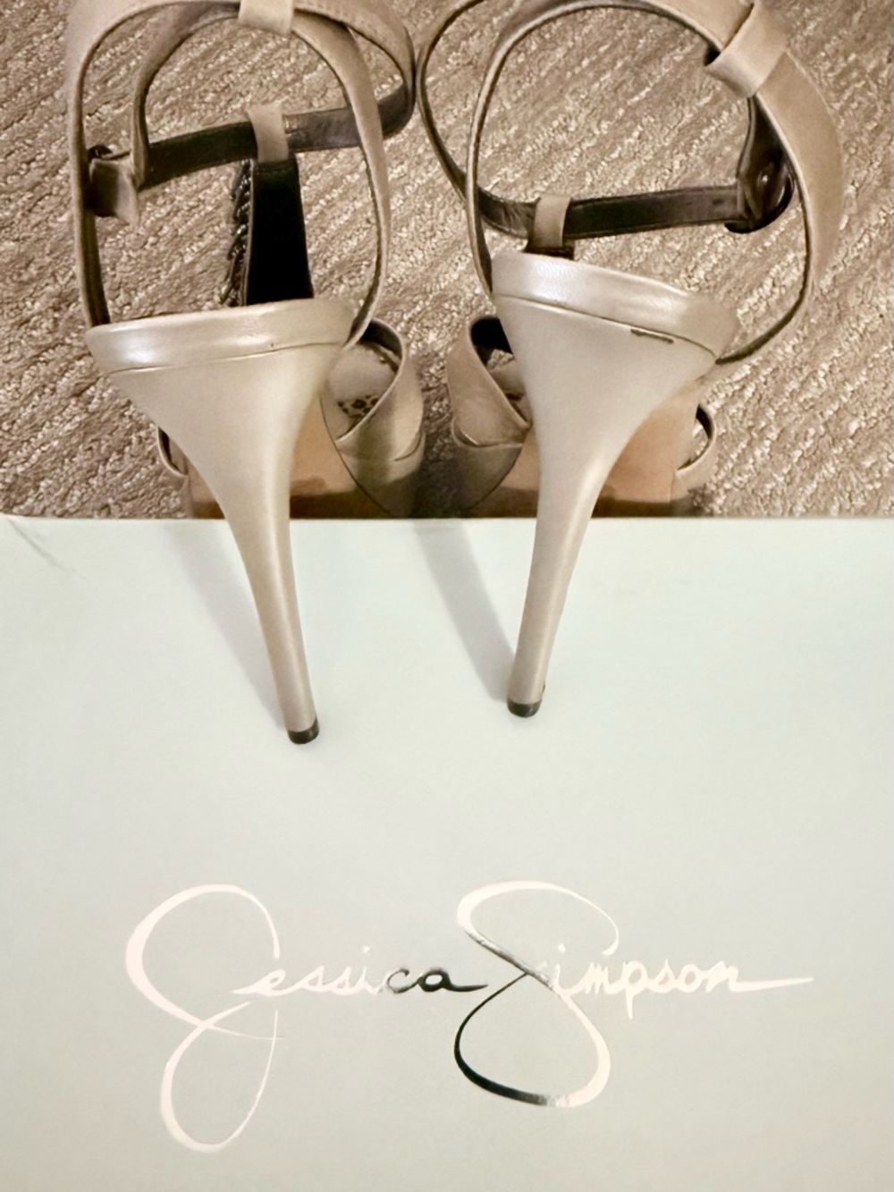 Jessica Simpson Champagne Metallic Strappy High Heel Sandals - Picture 7 of 9